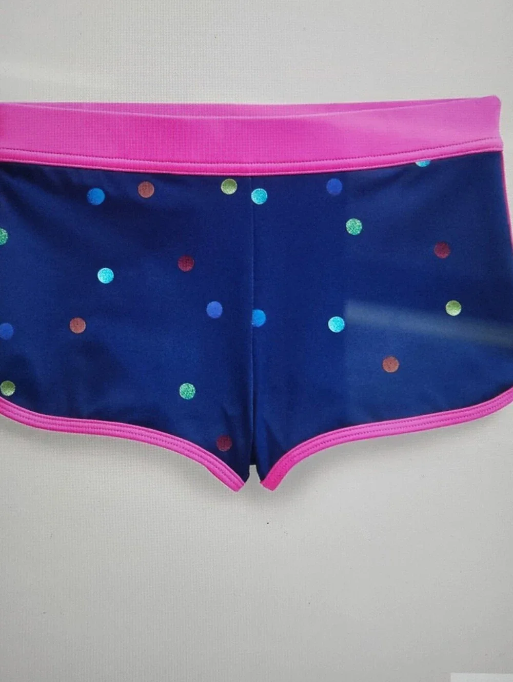 ♥️NWT♥️ Boden Girls' Navy Polka Dot Two Piece Bathing Suit with Pink Straps